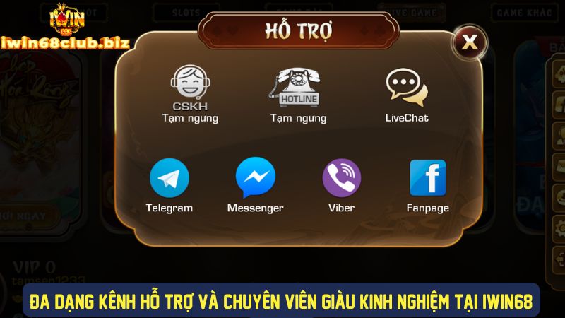 Nhiều kênh hỗ trợ cho người chơi lựa chọn tại trang chủ iwin68club.biz